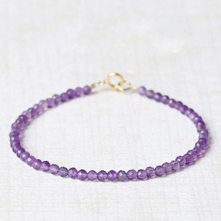 Wholesale Boutique Healing Energy Amethyst Quartz Bracelets 2mm/3mm Natural Uruguay Beaded Gold Chain Geometric Shape Gift