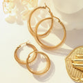 Statement 18K Gold Plating Geometric Spring Big Circle Hoop Earrings Stainless Steel Round Hoop Earrings for Women