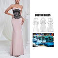 Customizable Brand Summer Mermaid Elegant Party Gown for Women Pink Strapless Slim Lace Long Dress Natural Waistline Woven