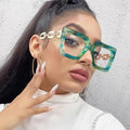 8025 Fashion Oversized Square Glasses Frame Designer Women Eyeglasses Frame Anti Blue Light Computer Glasses