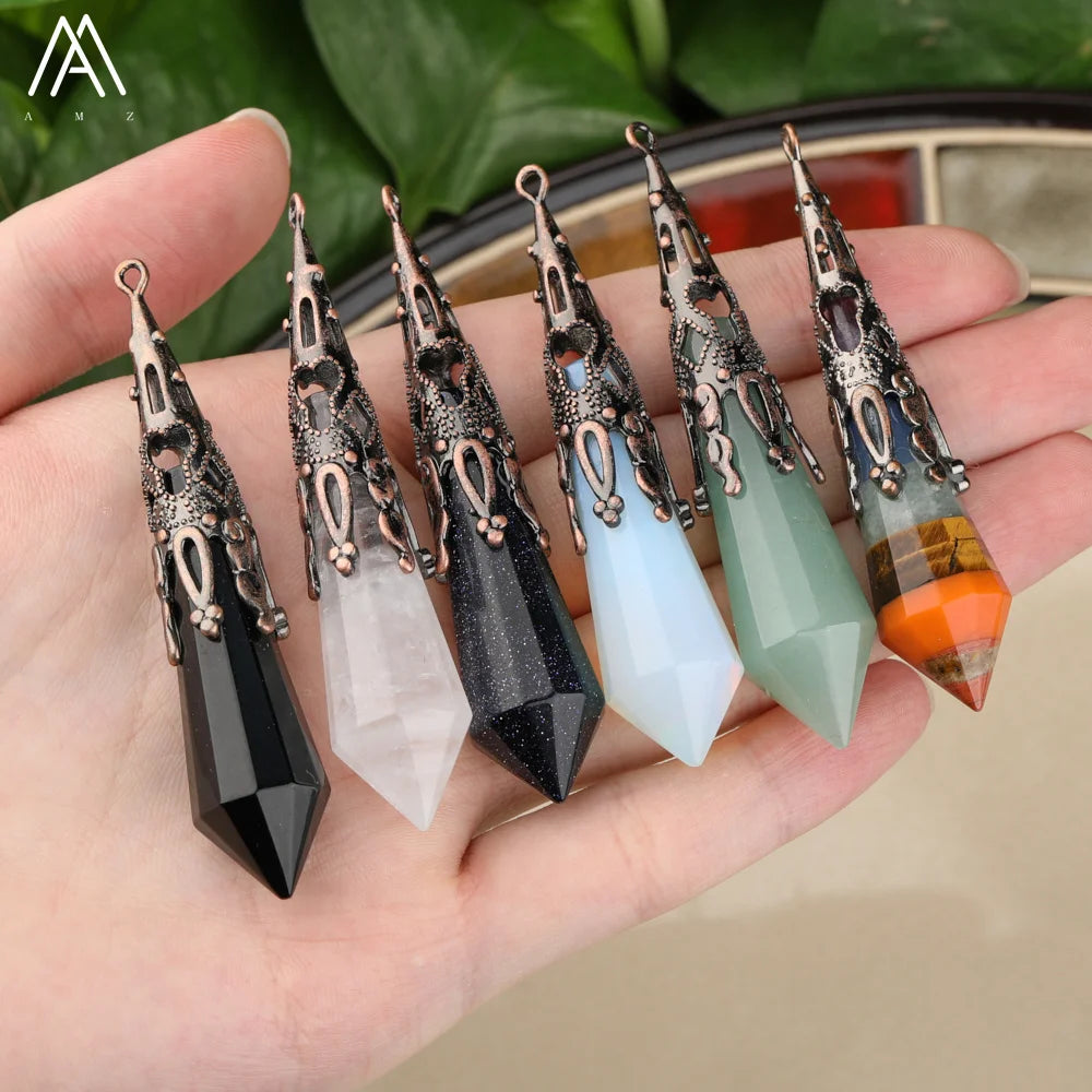 Wholesale Children's Classic Hexagon Point Pendulum Pendant Stone Dowsing Charm DIY Chakra Jewelry
