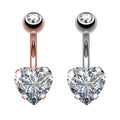 2021 Hot Seller Stainless Steel Sexy Body Piercing Jewelry Women's Belly Button Bar Love Diamonds Zircon Wholesale for Gifts