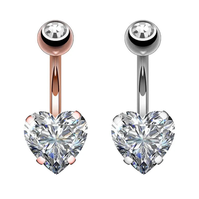 2021 Hot Seller Stainless Steel Sexy Body Piercing Jewelry Women's Belly Button Bar Love Diamonds Zircon Wholesale for Gifts