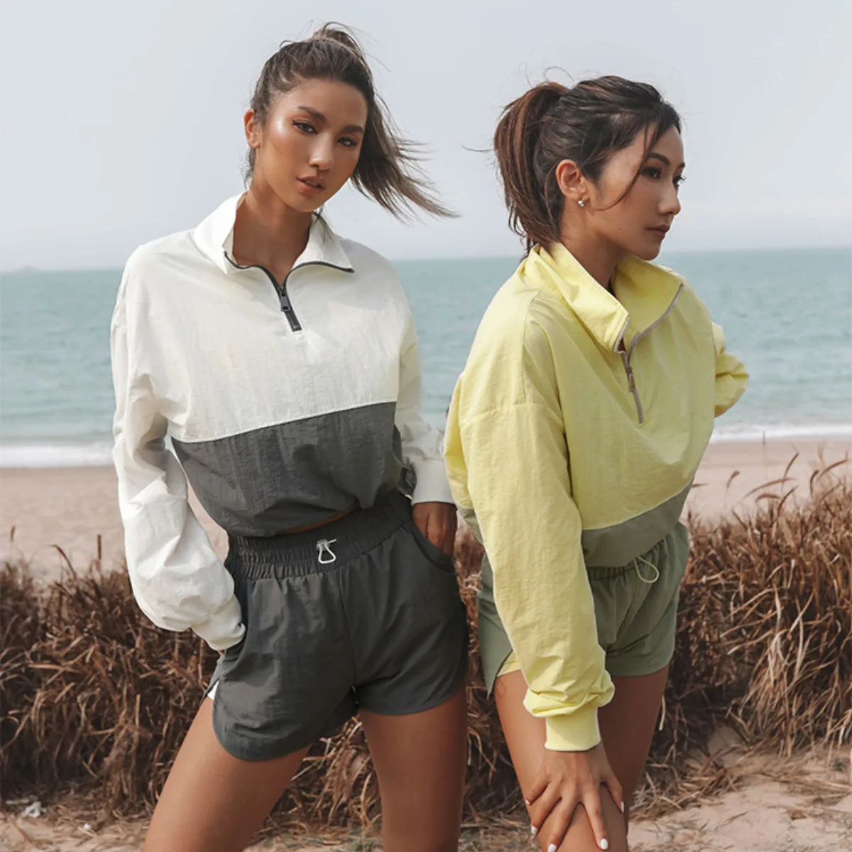 2025 New Design Breathable Anorak Shorts Zipper up Windbreaker Jacket Set Hip Hop Jogger Sport Outdoor Plus Size for Summer