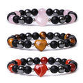 Wholesale New Trendy Rose Quartz Heart Shaped Natural Healing Gemstone Beaded Bracelet for Women