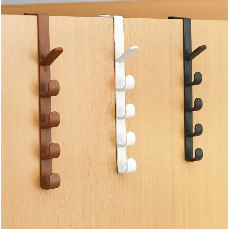 Wall Artifacts Behind-the-Door Hanger with Coat Hooks Clothes Hat Handbag Towel Hook-No Punch Required
