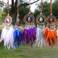 Dream Catcher Tree of Life Handmade Crystal Crafts Multi Color Feather Dreamcatcher Car Interior Hanging Pendant Charm Decor