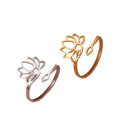 Wholesale Custom Non Tarnish Stainless Steel Rings Hollow Lotus Flower Ring for Festival Gift