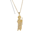 New Arrival Gold Plated Statue of Death Necklace Individuality Hiphop Rhinestone Christian Virgin Mary Necklace