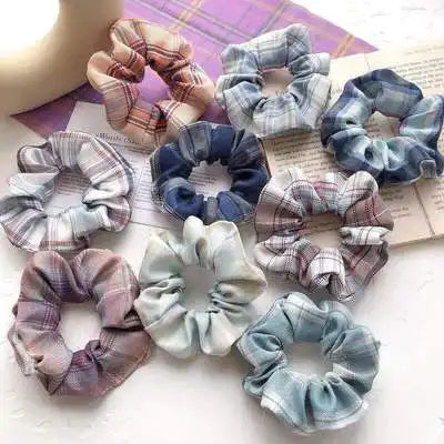 Wholesale Scrunchies Fashion Stripe Printing Hair Accessories Custom Hair Plaid Scrunchies