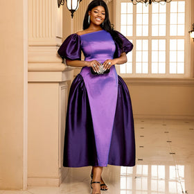 AM031012 Original Factory Puff Sleeves Bare Shoulder Ball Gown Women Prom Dress