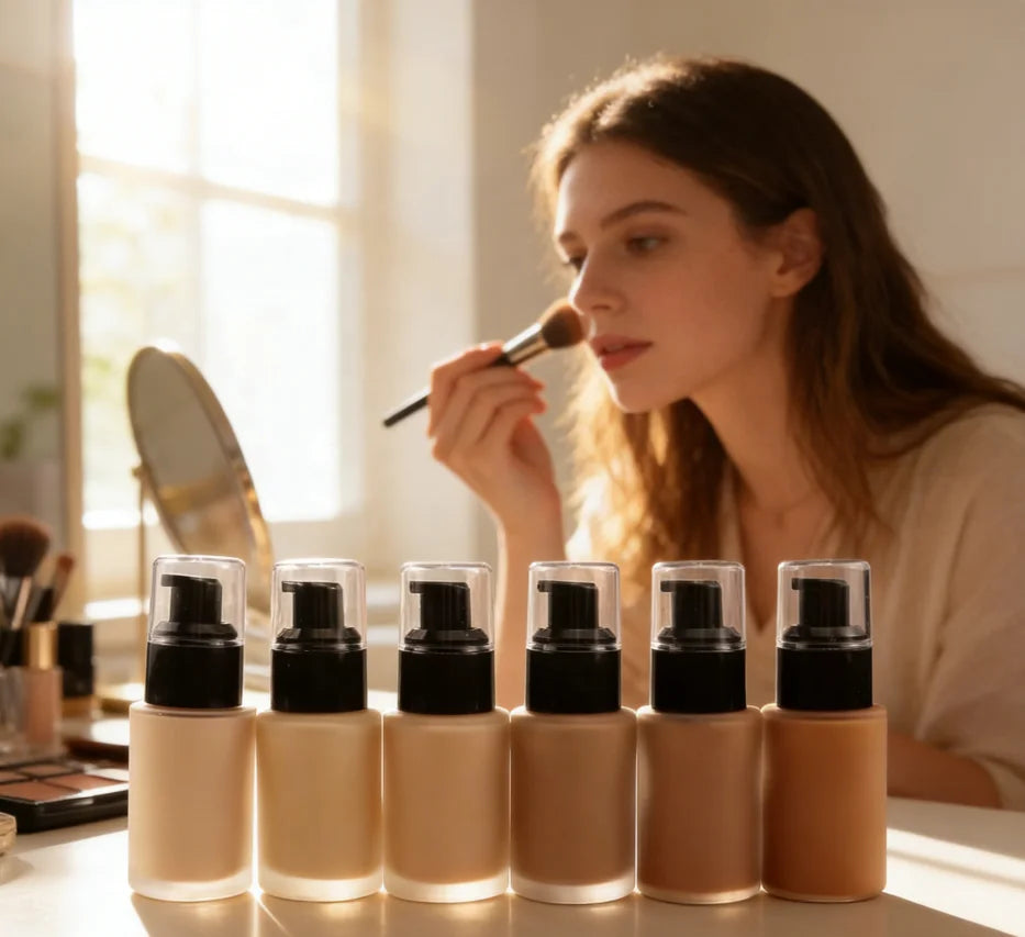 No Logo 12 Colors Full Coverage Liquid Foundation Waterproof and Whitening  Private Label Makeup Wholesales