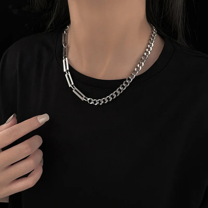 2021 New Stainless Steel Chain Necklace Hip Hop Hardware Chain Lovers Choker Necklace Wholesale Spot