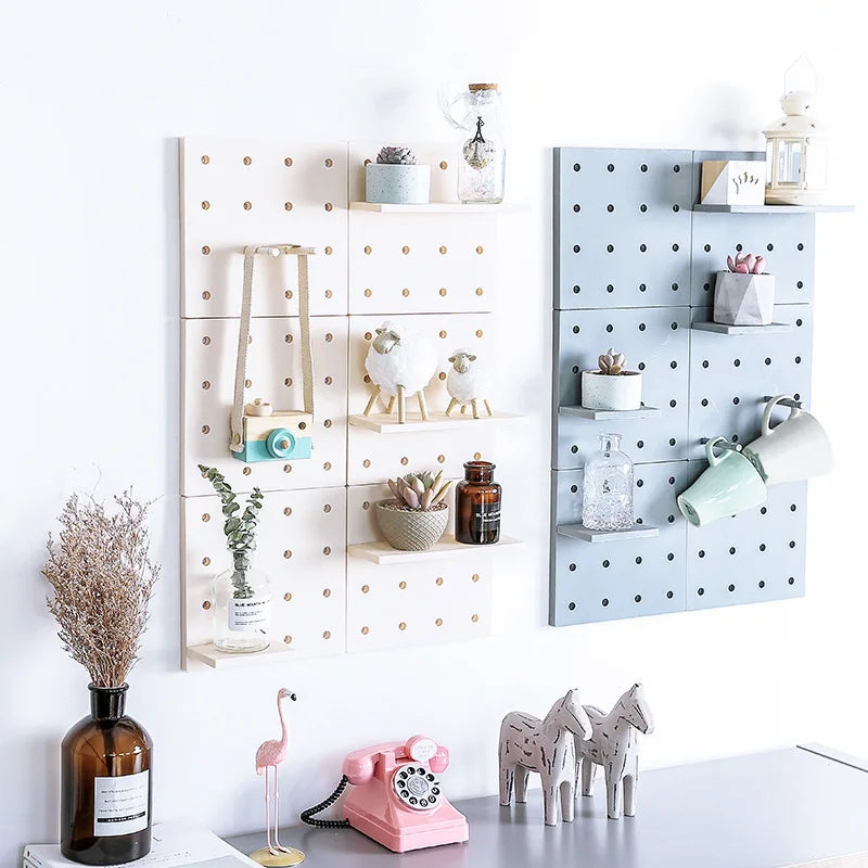 Floating Wall Mounted Shelves Pegboard Wall Organizer Plastic Wall Storage Shelves for Kitchen