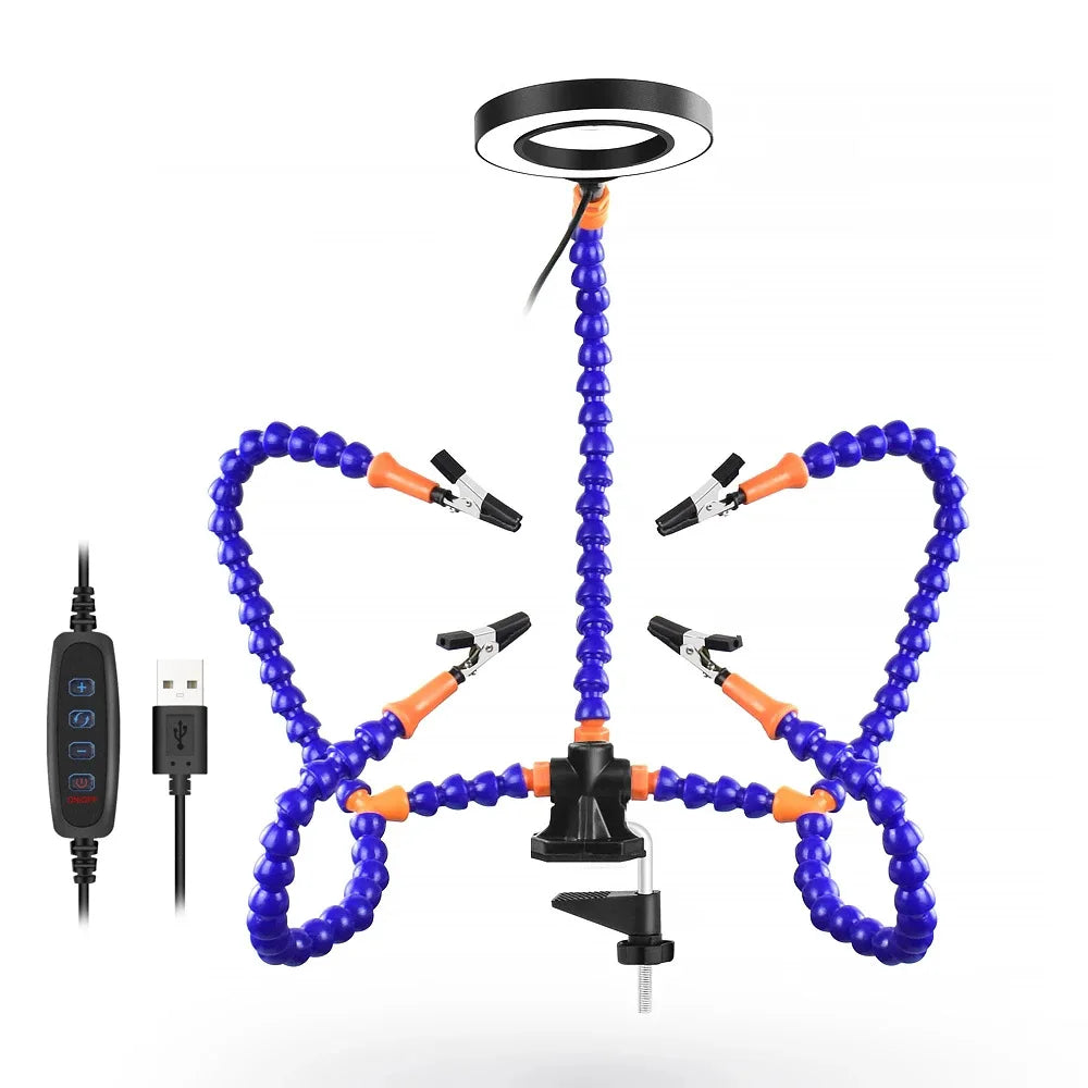 PCB Welding Repair Tool Adjustable Illuminated Magnifier Soldering Tools Table Clamp Helping Hand Soldering Station