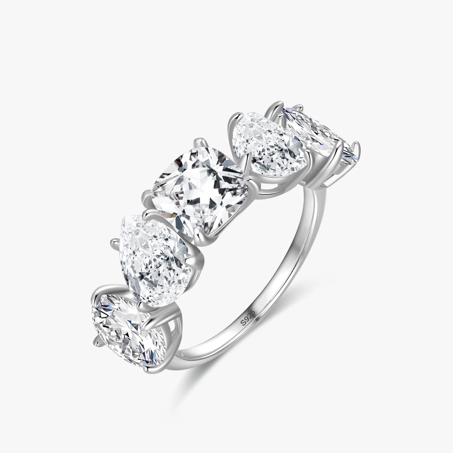 Ailmay Genuine 925 Sterling Silver Luxury Tremdy Dazzling Cubic Zirconia Rings for Women Classic Wedding Statement Jewelry