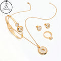 18K Gold Plated Full Bridal Set Circle Zircon Diamond Jewelry for Weddings Stainless Steel African Jewelry Set