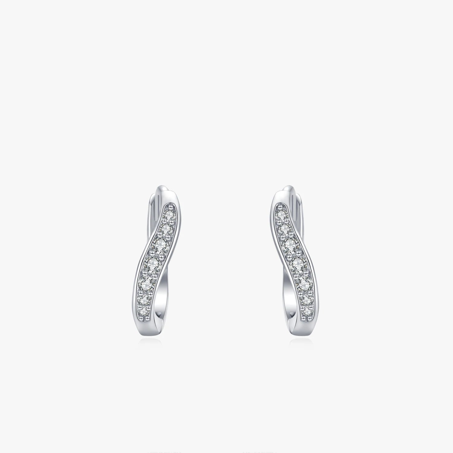 Ailmay Top Quality 925 Sterling Silver Dazzling Clear CZ Ear Buckles Hoop Earrings for Women Wedding Engagement Jewelry Gift