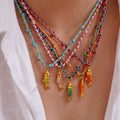 Original Medieval Style Stainless Steel Necklace Trendy Carp Enamel Dripping Colorful Fish Braided Rope Ocean Vacation Style