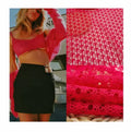 Eco-friendly 2023 JD Manufacture Red Fashion Knitted Warp Knit Crochet Net Fabric Crochets Jacquard Fabric Knitting Crochets