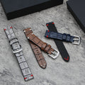 Top Grain Cowhide Leather Watch Wrist Strap Wholesale Genuine Crocodile Tapered Leather Watch Band Calf Watch Belt