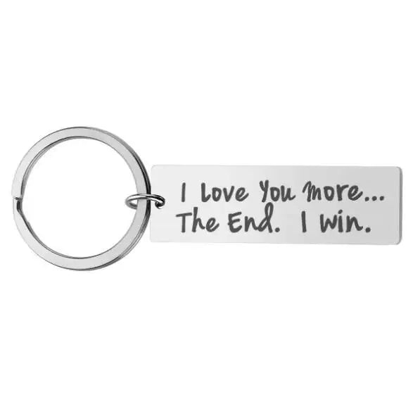 Custom LOGO Words Jewelry Accessories Engraving Love You Keychain Blank Stainless Steel Keyrings for Couple Christmas Gift