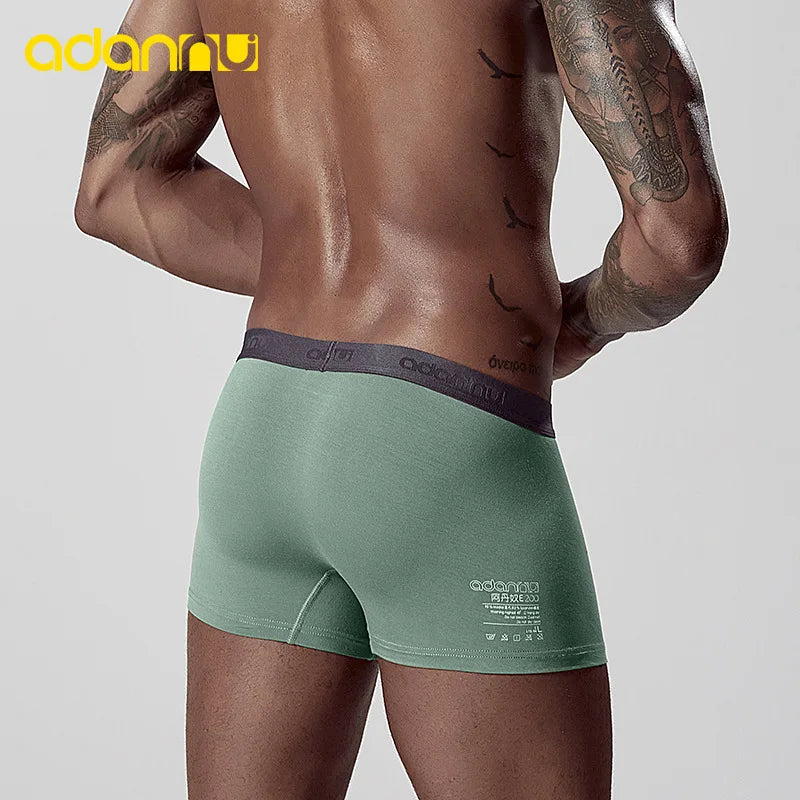 Wholesale Private Label Men's Knitted Print Mid-Rise Eco-Friendly Boxers Briefs Cotton Elastic Band Breathable Underwear Plus