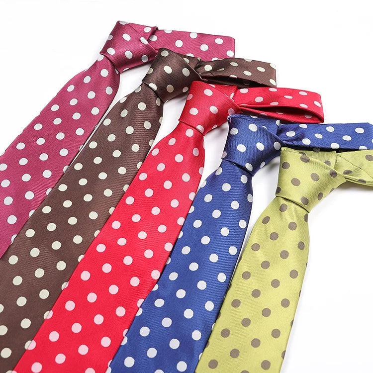 Factory Manufactured Men's Neckties Polyester Jacquard Polka Dot Ties