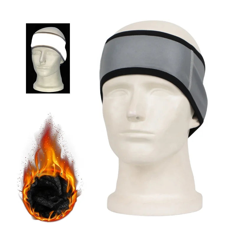 54*10 cm Women Comfortable Plush Fleece Thermal Earmuffs Hair Band Men Grey Hi Vis Reflective Headband for Adult Skating Cycling