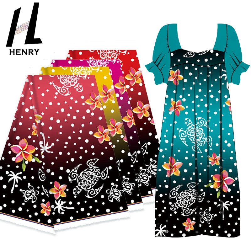 Henry Island Hibiscus Tiare Turtle Gradient Polka Dot Print Fabrics for Garment Custom Girls Dresses Fashion New