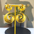 Ilona Fashion Jewelry Geometric Gold Plated Conch Symbol Earrings with round Copper Spiral Pendant Elegant Chandelier Style