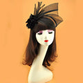Fashion Linen Feather Hair Accessories Party Headwear Flower Linen Top Hat Ladies Derby Church Wedding Hat Head Dress