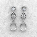 Sterling Silver 7*9mm Semi Mount Stud Eardrops Empty Frame Support Blank Setting S925 Base Without Center Stone DIY for Inlay