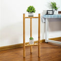 Bamboo 3-Pot Flower Plant Shelf Living Room Indoor Decorative Green Plants Stand Floor Flower Display Rack