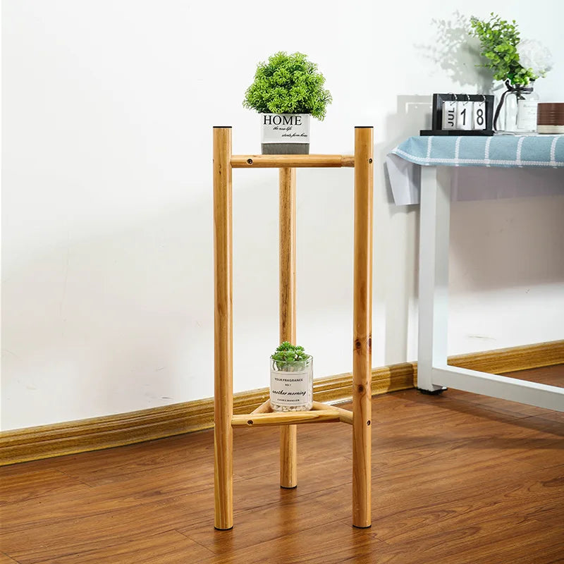 Bamboo 3-Pot Flower Plant Shelf Living Room Indoor Decorative Green Plants Stand Floor Flower Display Rack