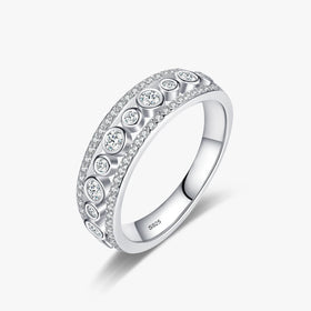 Ailmay Authentic 925 Sterling Silver Dazzling Round Zircon Rings for Women Wedding Engagement Fine Elegant Female Jewelry