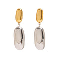 J&D 18k Gold Stainless Steel Oval Smooth Earrings Two Tone Minimalist Jewelry