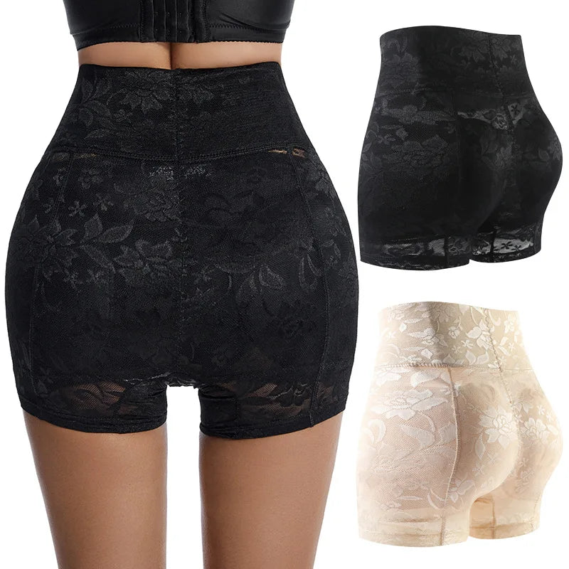 Manlusha Full Hip Buttock Lifting Mid-Rise Women's Sponge Insert Pad Lace Body Shaping Beautiful Body Panties