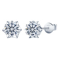 S925 Sterling Silver Platinum Plated Hip Hop Snowflake Stud Earrings with Moissanite Hexagram Design for Women MegaBDM