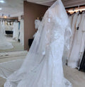 Pretty 3.5 Meter Length One Layer Veil Lace Bridal Wedding Veil Real Photos Lace Bridal Veil