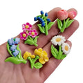 Kawaii 100pcs Simulation Flower Resin Flatback Cabochon for Scrapbooking Hair Bows Crafts Deco Parts Jewelry Findings Components