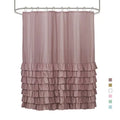 Luxury Ruffle Style Shower Curtain Anti-Mold Soft Polyester Waterproof Fabric Bath Curtain with Ruffled Hem Elegant Home Decor