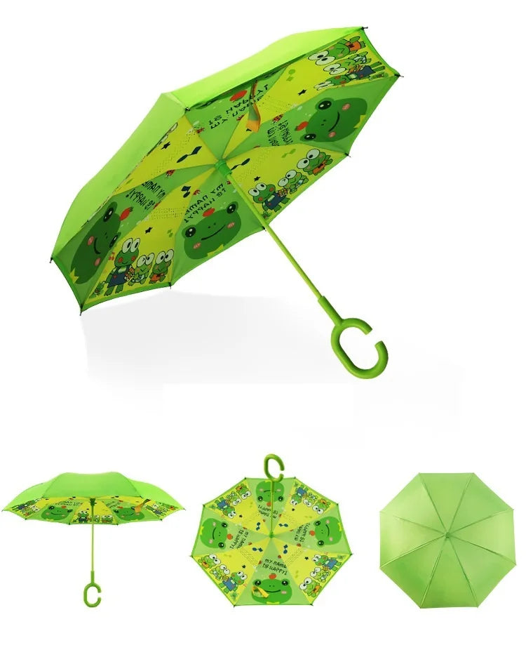 Fashion Reverse Kids Umbrella Double Layer Custom Children Kids c Hook Umbrella
