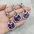 W0442 Custom Jewelry Wholesale Rhodium Plated 925 Sterling Silver Amethyst Jewelry Set Purple Stone Chunky Designs Jewelry Set