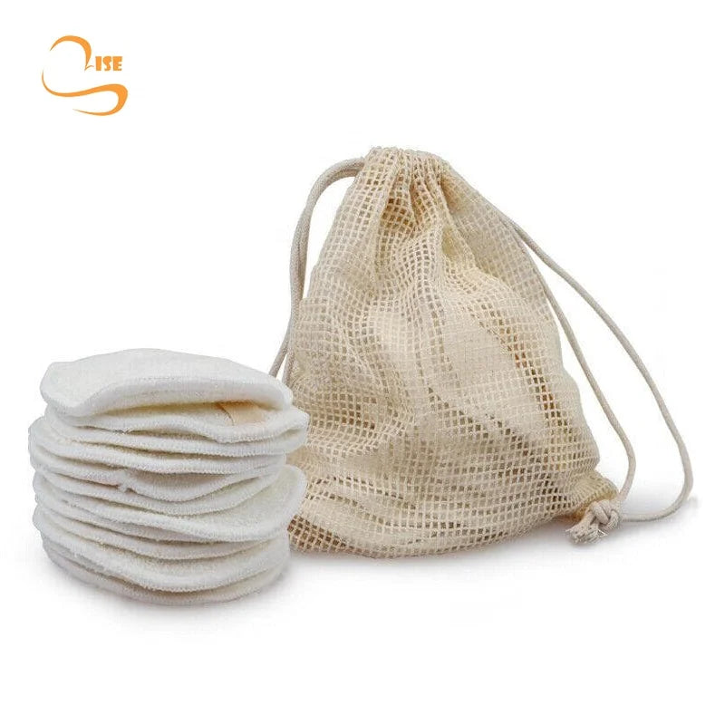 3.15" Round Reusable Bamboo Makeup Remover Pads Organic Laundry Bag Soft Girls Bamboo Terry Facial Cleansing Pads