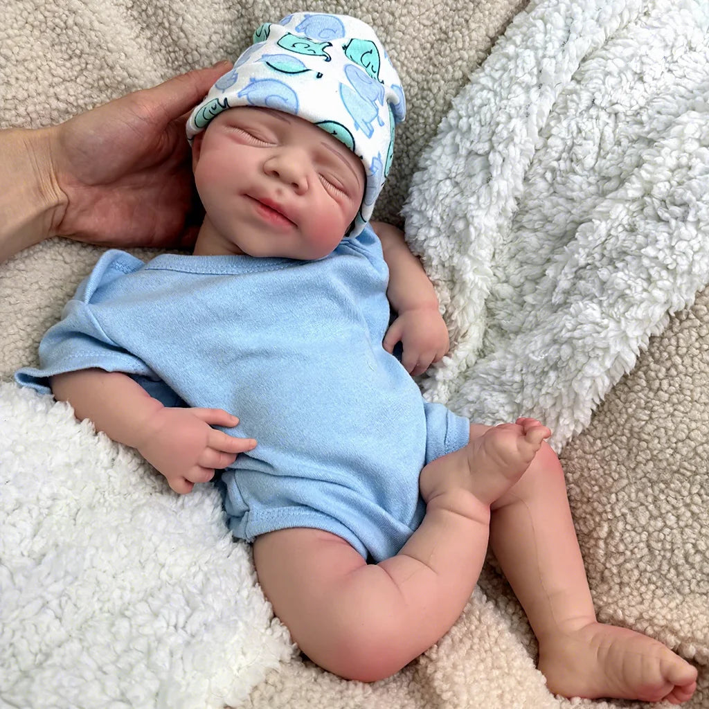 18.5 Inch Full Body Silicone Reborn Baby Doll Boy Collectibles Toy for Kids Parents Non-vinyl Lifelike Newborn Boy