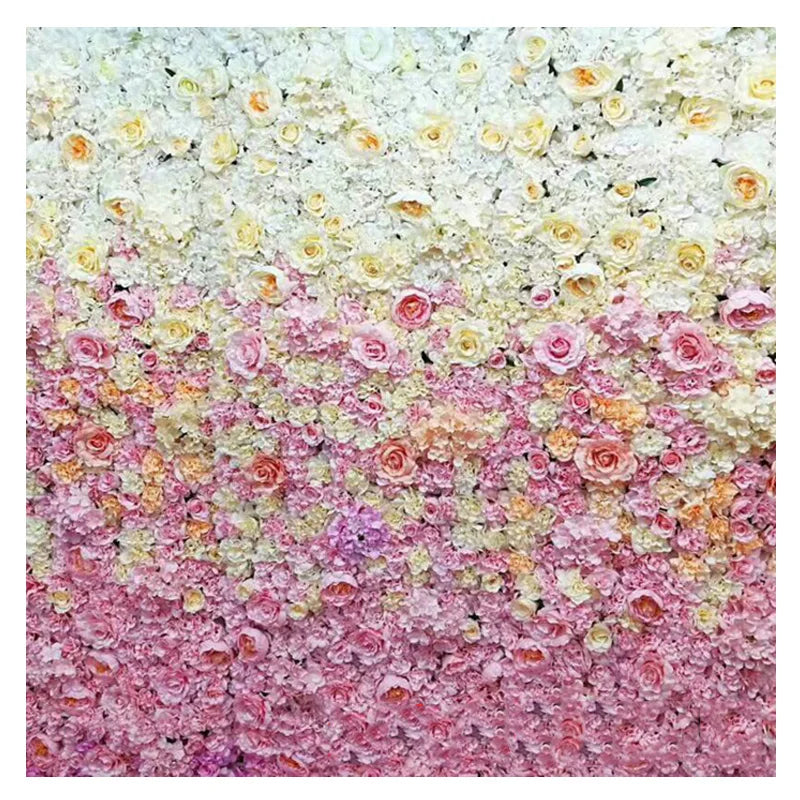 New Design pink Gradient Color Silk Flowers Wall Wedding Backdrop pink Flower Wall