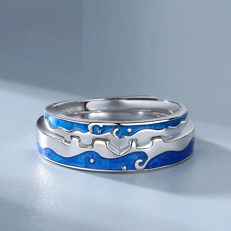 Anillos De Pareja Trendy Couple Jewelry  City Wall Star Moon Ring Simple Advanced Emotional Couple Rings Jewelry for Men Women