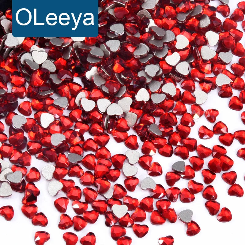 OLeeya K9 Fancy Heart Shape Nailart Wholesale Rhinestones Glass Non Hot Fix Rhinestone Nails for DIY Luxury Jewelry