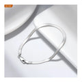 RINNTIN SB107 S925 Sterling Silver Italian Solid 3mm Flexible Flat Herringbone Chain Bracelet for Men Women